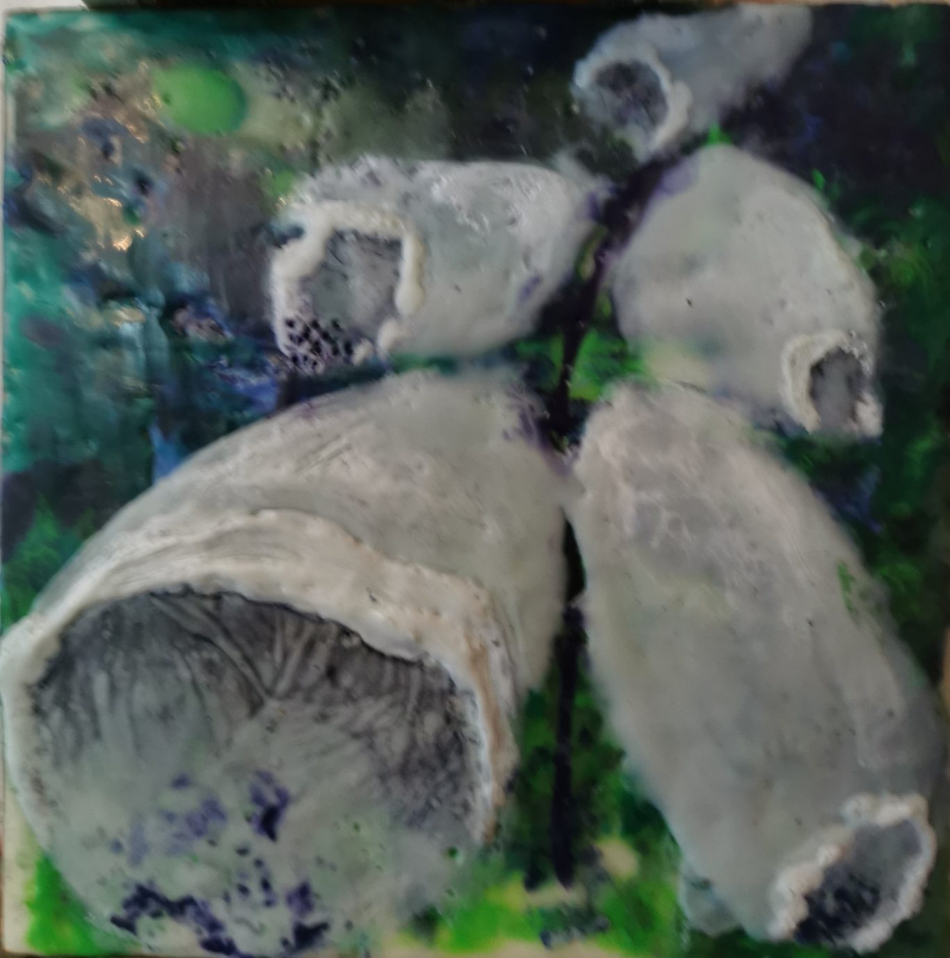 foxgloves 1 (15 x 15cm) 15 x 15cm encaustic painting of foxgloves.